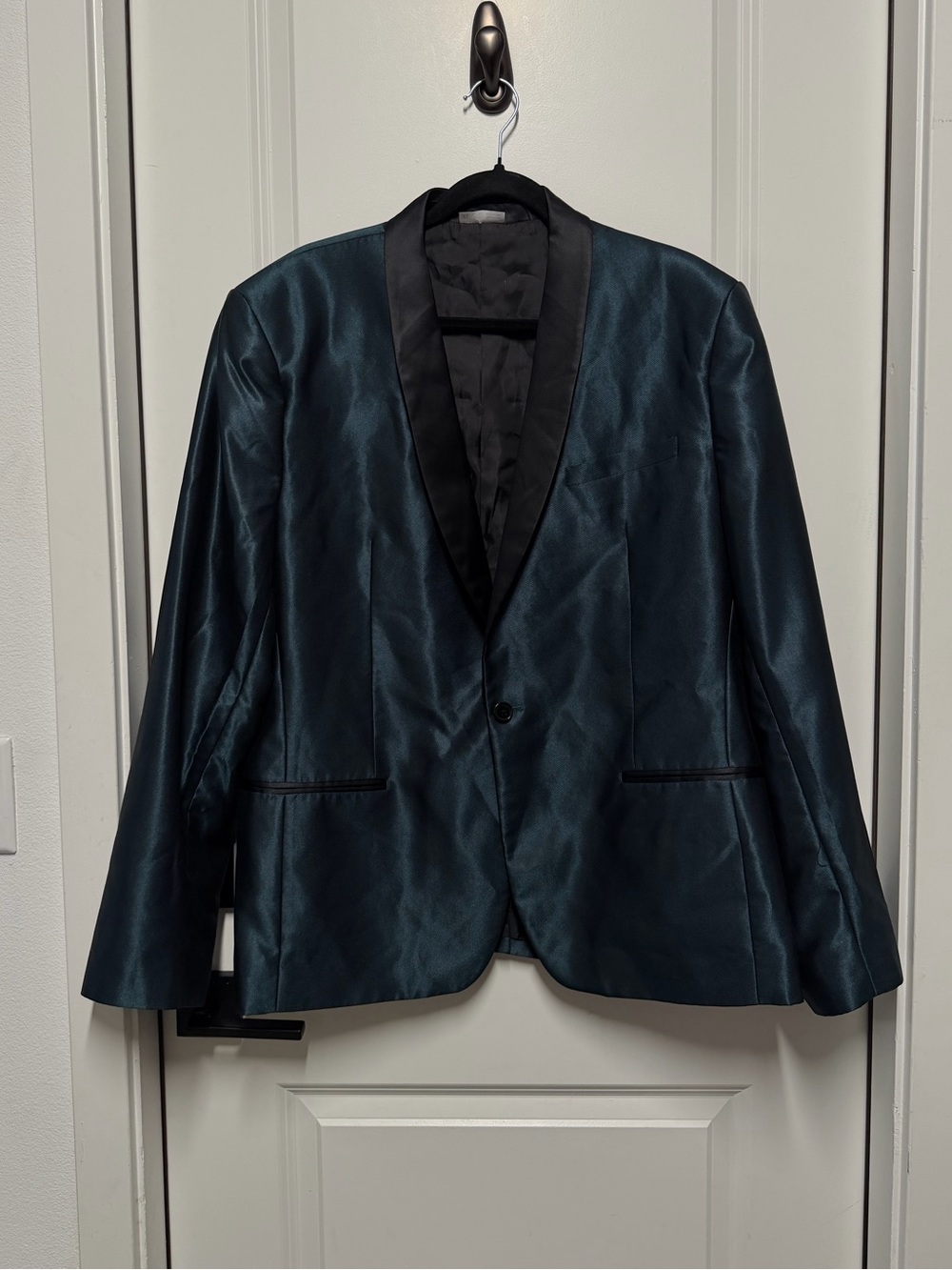 Emerald Green Satin Tuxedo Blazer XL Lapel Formal Jacket